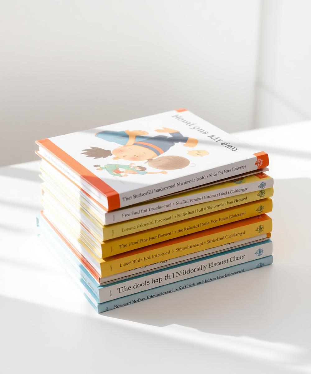 A stack of hardcover books designed and authored by Beyond Literacy students